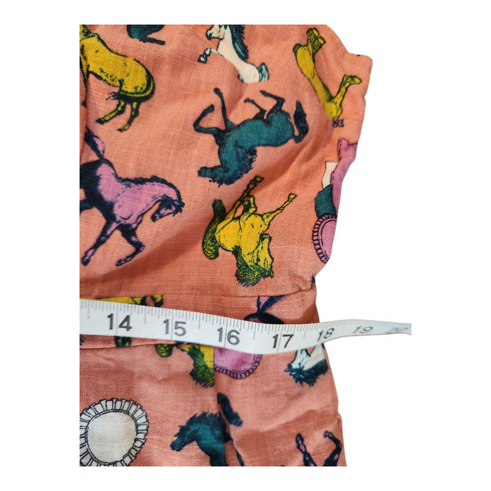 Modcloth sz 1X Horse ribbon shirt dress Linen blend lined pockets button up - Picture 13 of 16
